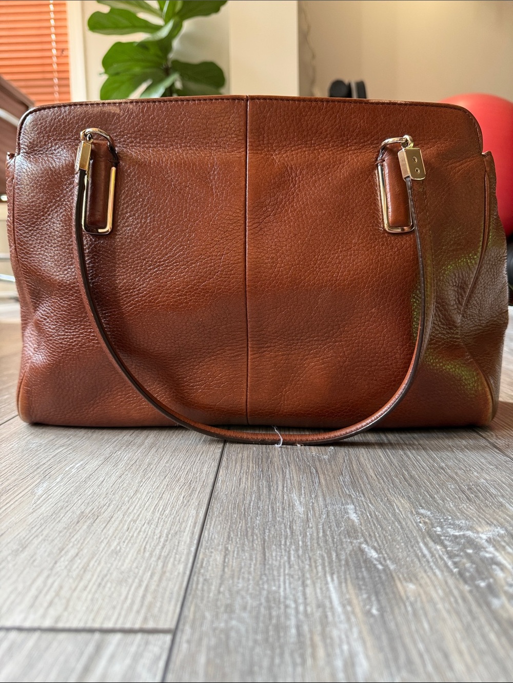 COACH Pebbled Leather Satchel in Chestnut Brown with Gold Hardware - Picture 3 of 16